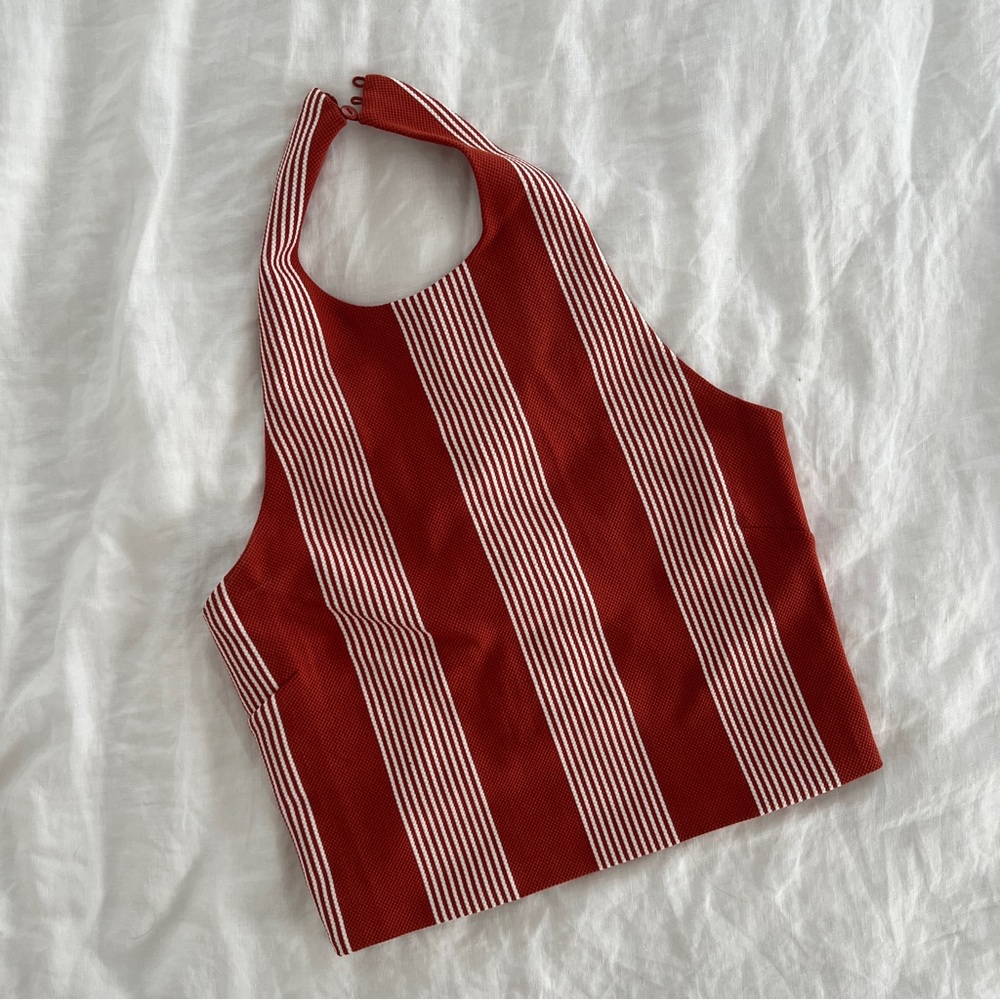 Bishop + Young Striped Halter Top in Red
